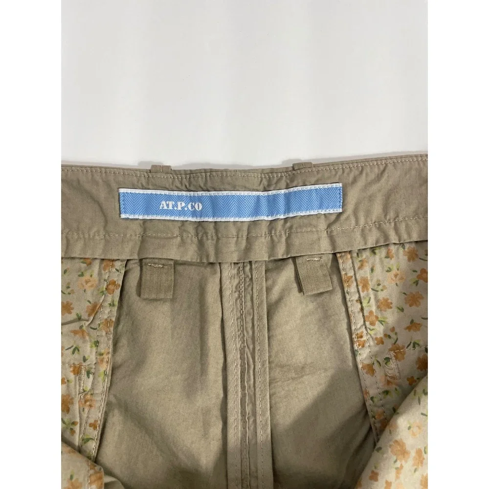 AT.P.CO Men's Khaki Cotton Shorts 54‎ US 38 NWT Tailored Fit Floral Lining Italy